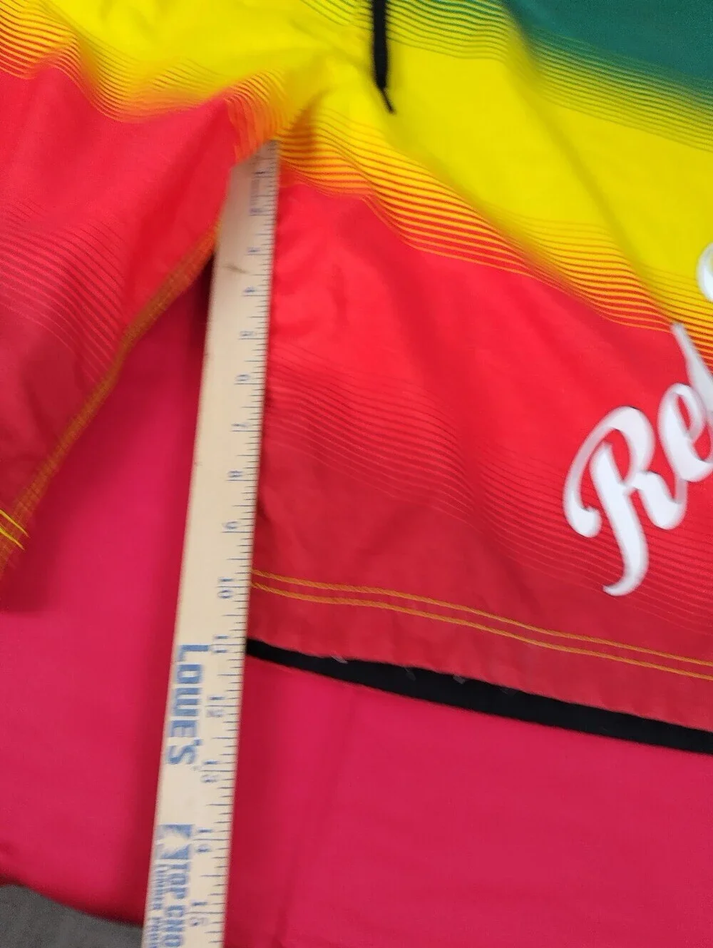 RED STRIPE Men'sJamaican Lager Beer Swim Trunks Shorts Sz36 Rasta Reggae Colors